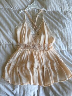 Forever 21 Peach Lace Trim Mini Dress